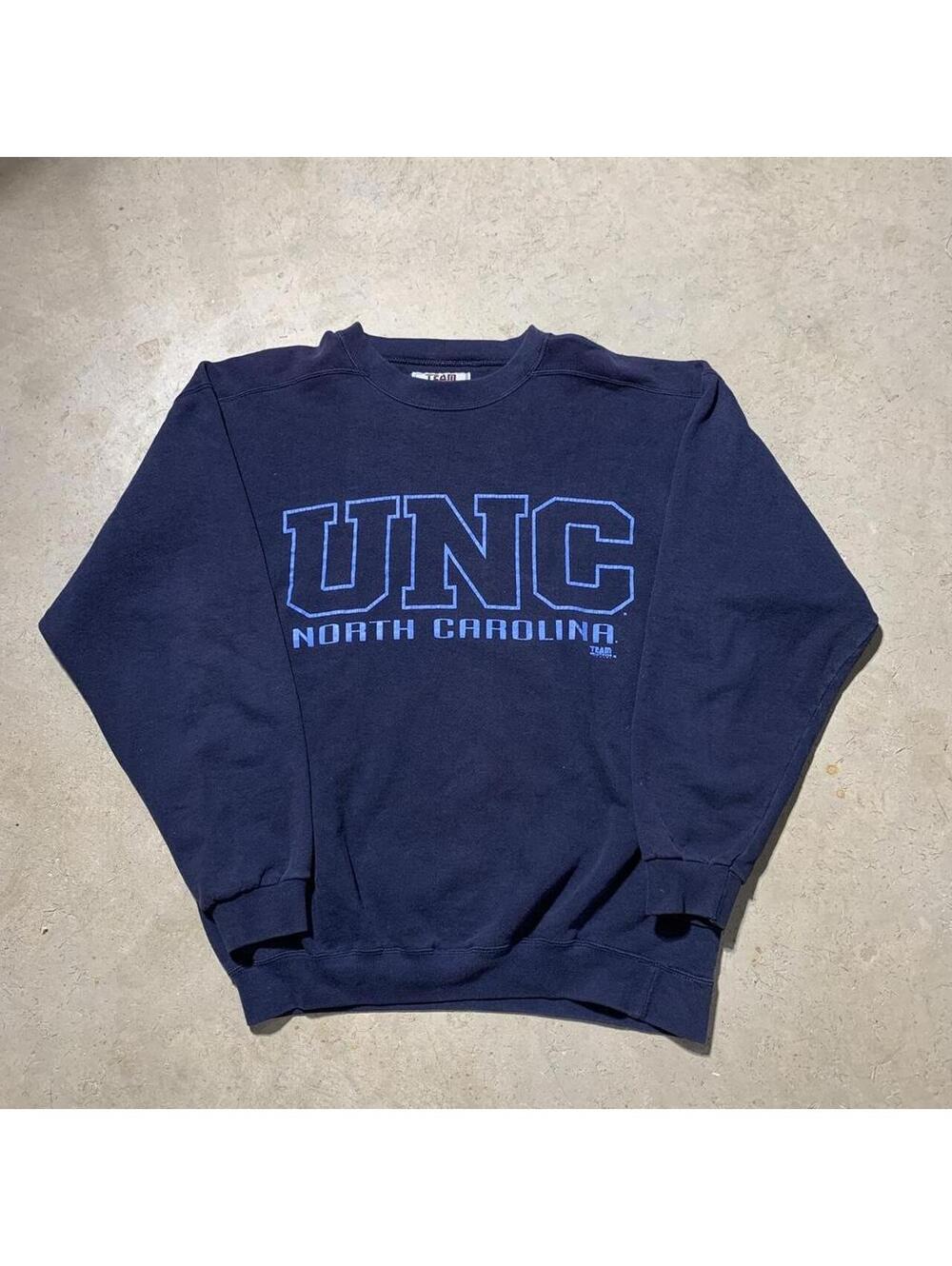Vintage 90s UNC North Carolina Tar Heels Sweatshirt L Made USA College Navy